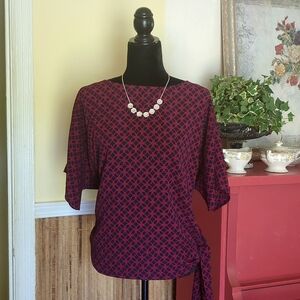 Michael Kors Red Relaxed Tie Front Short Sleeve Blouse